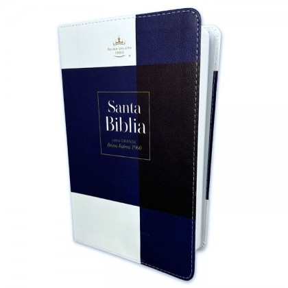 Biblia RVR60 Tamaño manual Letra Grande i/piel Blanco/azul