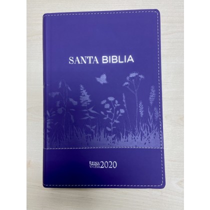 BIBLIA REINA VALERA 2020. MALVA. RELIEVE BOSQUE. LETRA GRANDE