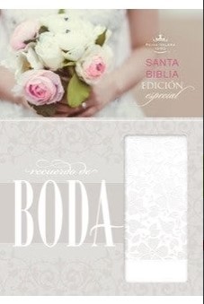 RVR 1960 Biblia Recuerdo de Boda, blanco floral símil piel