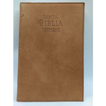 Biblia RVR60 Piel Genuina marrón rústica (canto blanco)