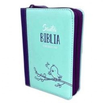 Biblia RVR60 bolsillo i/piel lila/turquesa con cierre colección fantasía