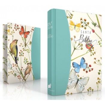 Biblia Reina Valera 2020 Tamaño portátil letra grande colección primavera verde con canto pintado