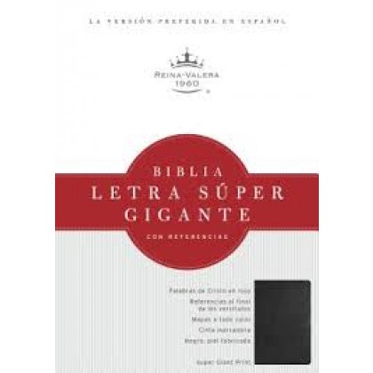 Biblia RVR60 Letra Super Gigante Negro piel fabricada con indice