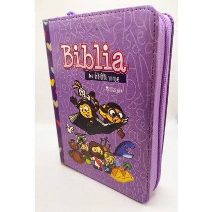 Biblia Mi gran viaje lila i/piel RVR60 con cierre letra grande