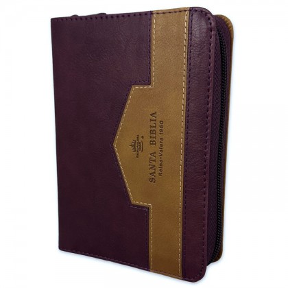 Biblia de bolsillo RVR60 Elegante café/café con cierre e índice